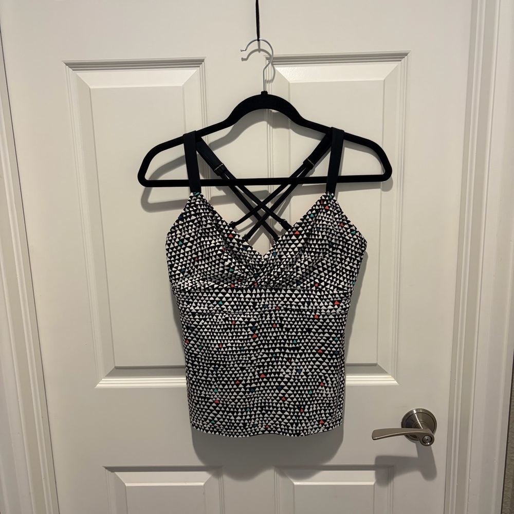 Title Nine Black and White Patterned Swim Tankini